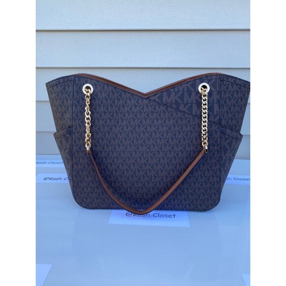 Michael Kors shoulder bag tote xchain bag jet set bag MK signature brown - Picture 7 of 12